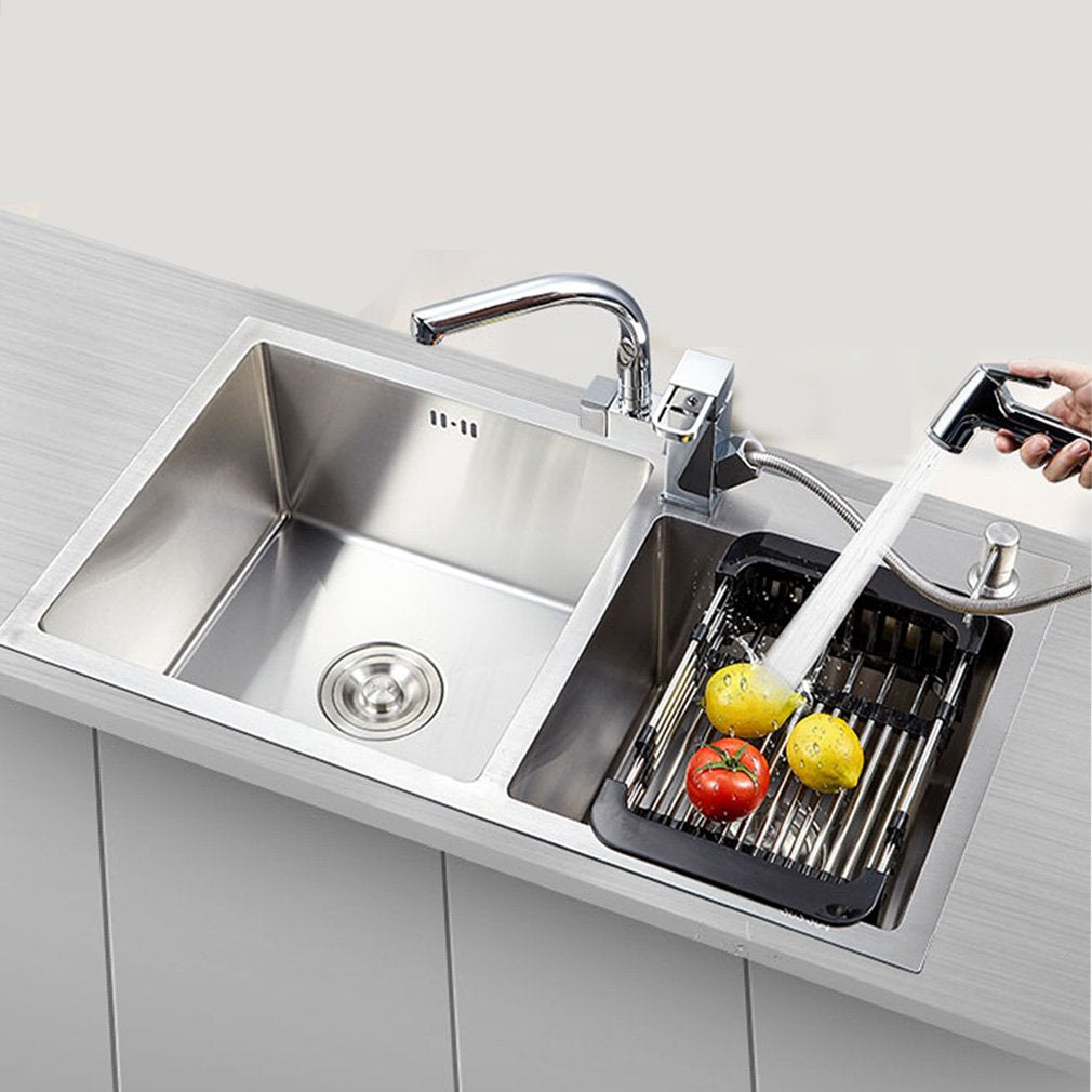 ALVENZA Expandable Dish Drainer – Stainless Steel Over Sink Rack | CookAura