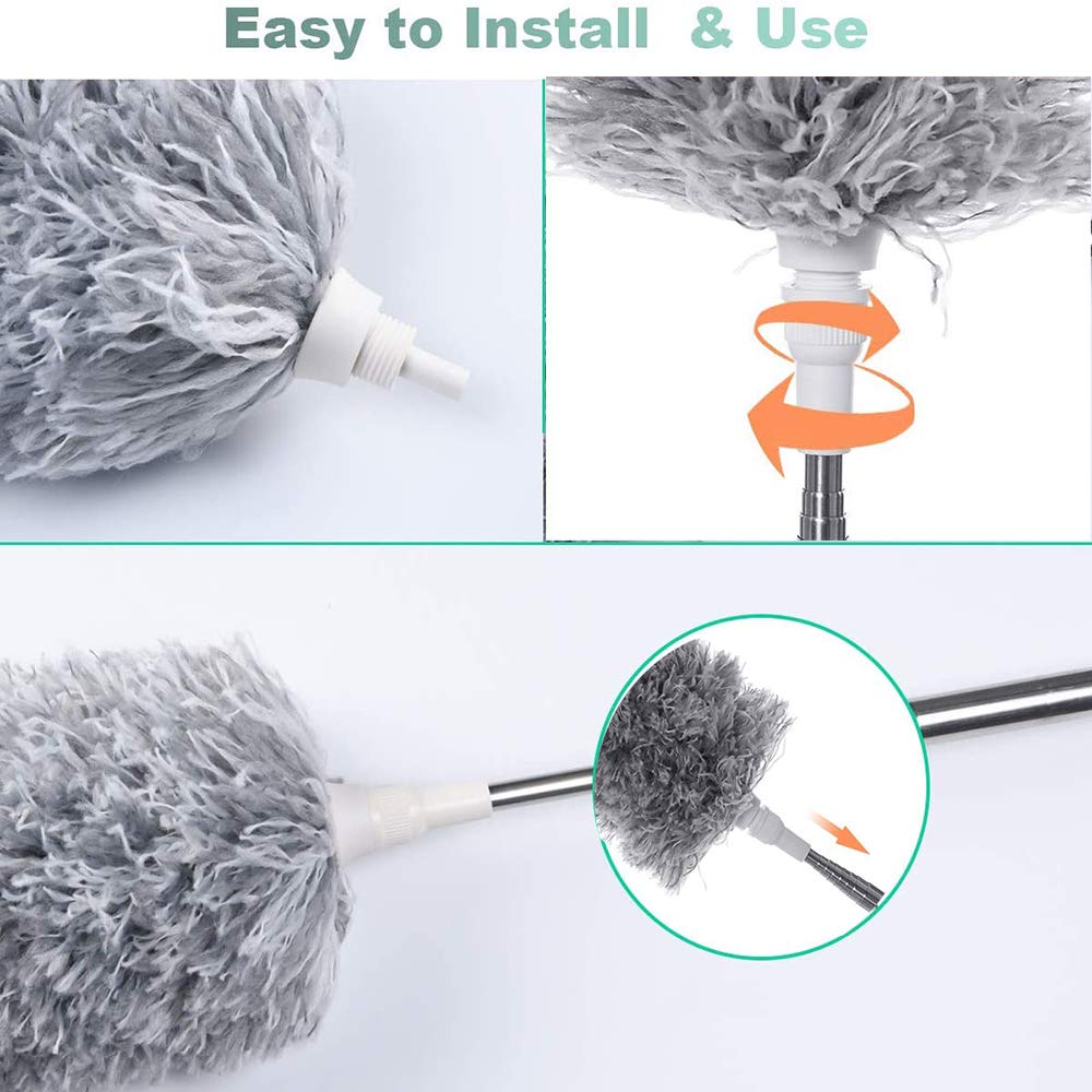 ALVENZA Microfiber Duster – 100-Inch Extendable Handle | Velvet Wipe