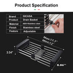 ALVENZA Expandable Dish Drainer – Stainless Steel Over Sink Rack | CookAura