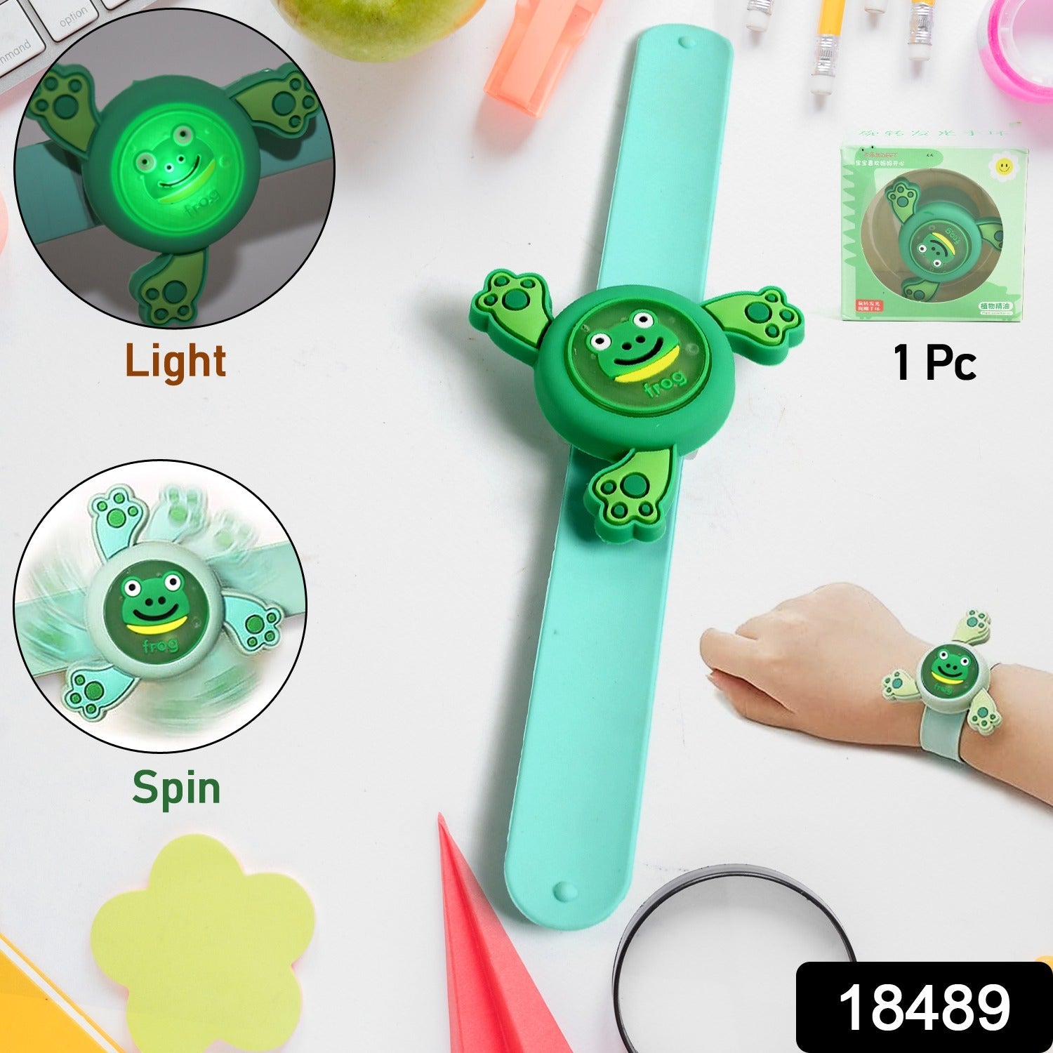 Kids LED Slap Bracelet Spinning Light-Up Cartoon | Little Fashionistas