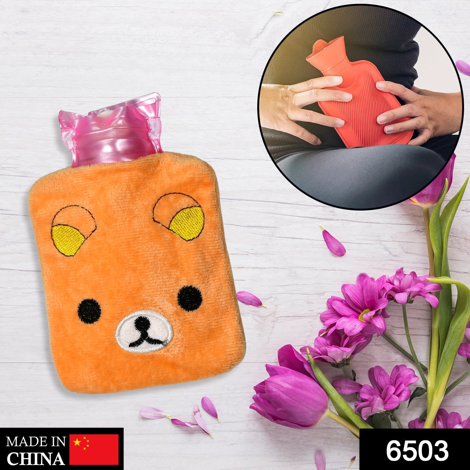 Hot Water Bag for Pain Relief Soft Cover & Portable Design - Side View