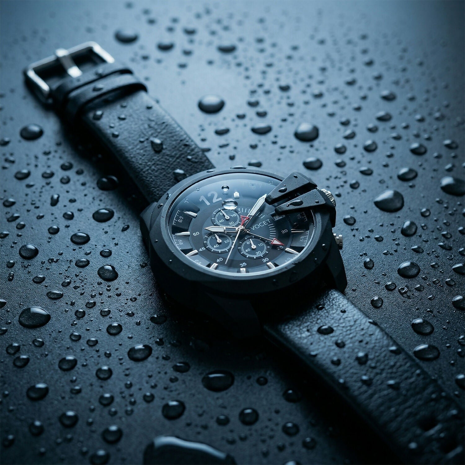 Black Multi-Dial Chronograph Watch – Rugged & Sporty Style