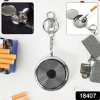 Mini Stainless Steel Ashtray Portable with Secure Lid for Travel - Side View