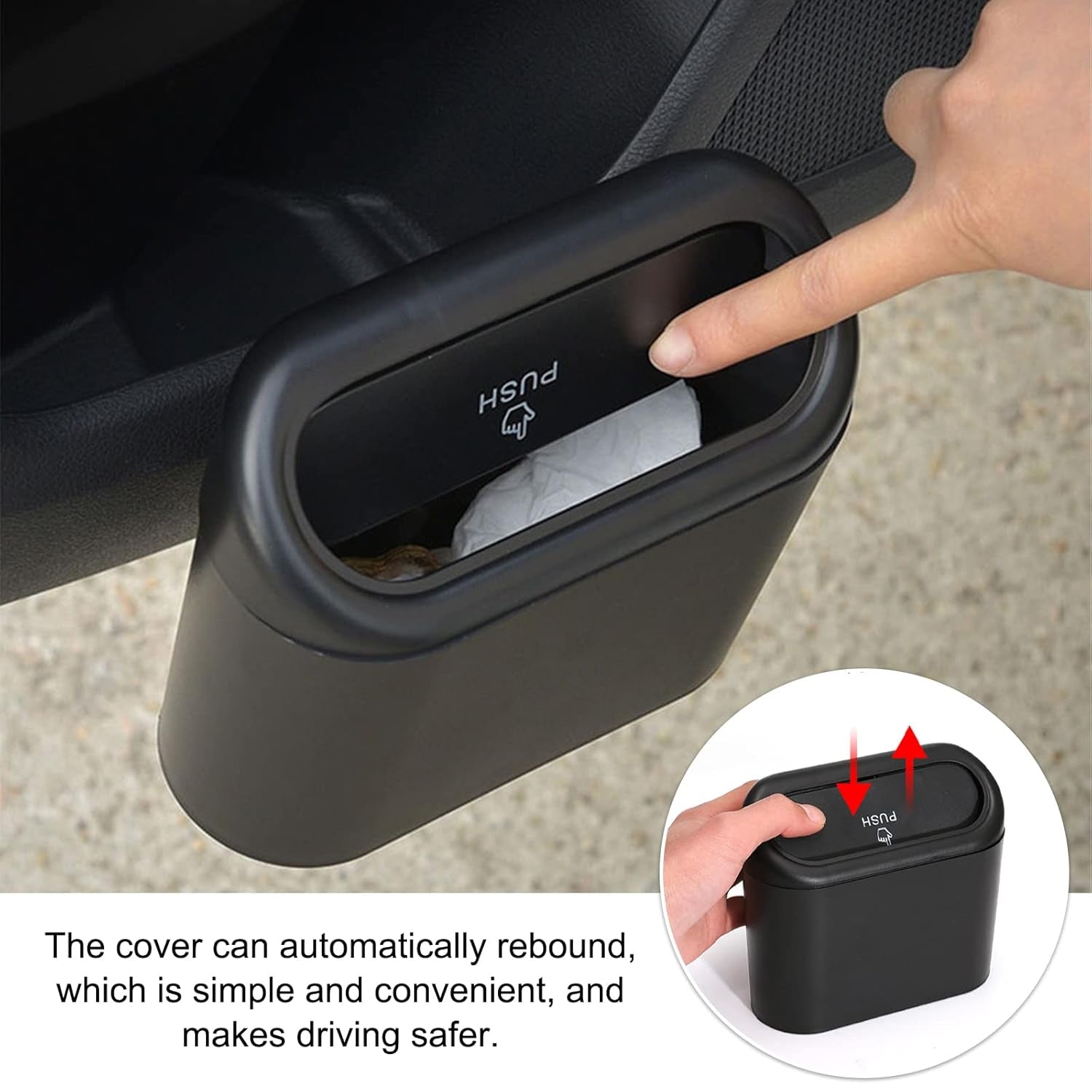ALVENZA Mini Car Trash Can with Lid – Waterproof & Leak-Proof | Velvet Wheels
