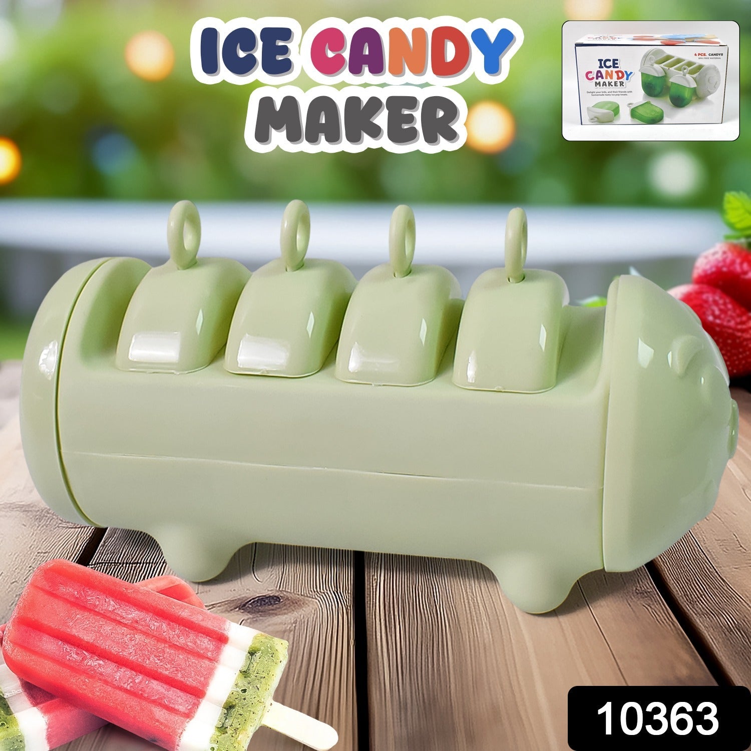 Ice Candy Maker 4 Compartment Homemade Kulfi Mould | Konvex - Side View