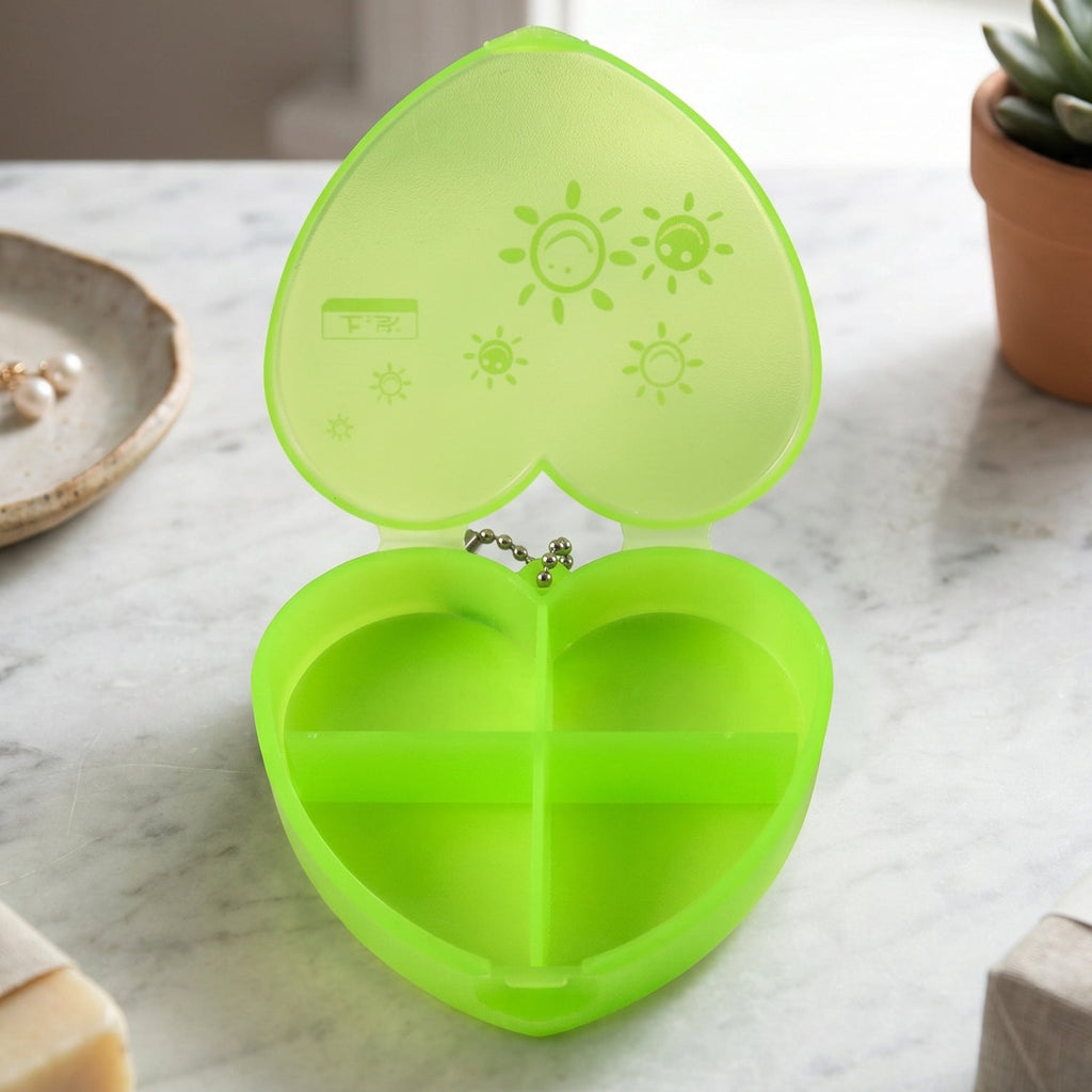 Heart Shape Pill Organizer Compact Travel-Friendly Storage