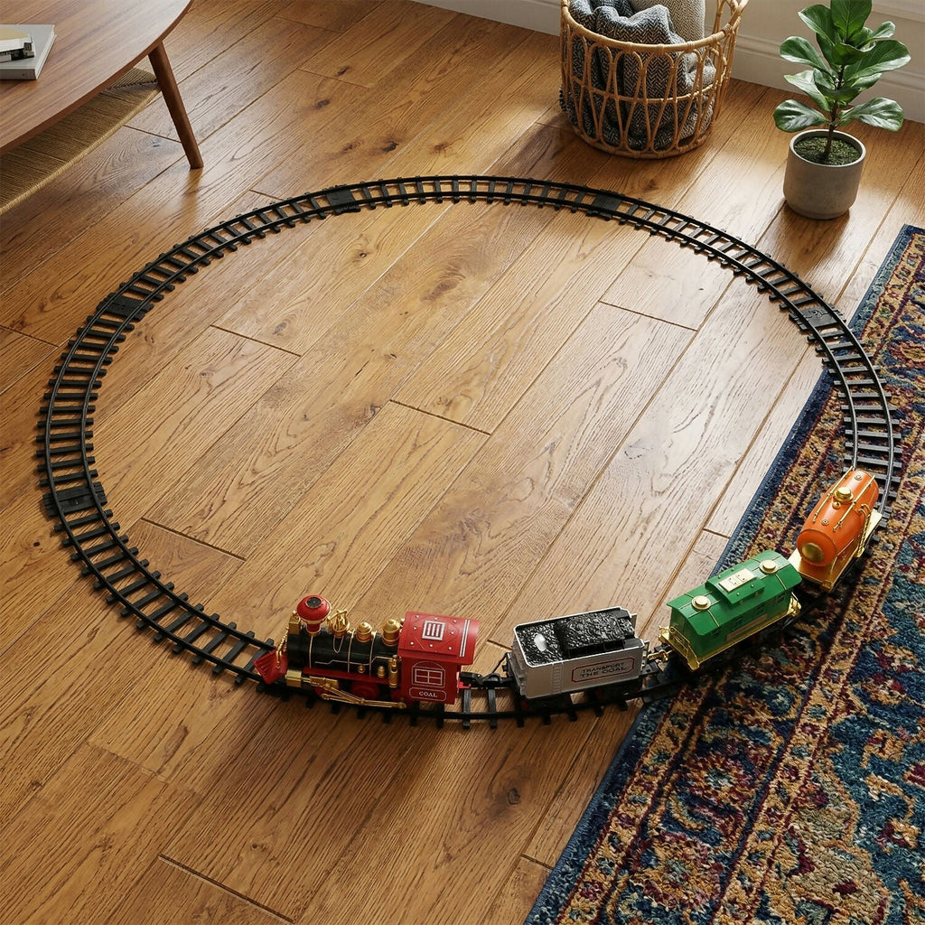 ALVENZA Electric Choo Choo Train Set – Realistic Smoke & Sound Effects