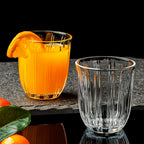 ALVENZA Glass Tumbler Set – Elegant Ribbed Design, 256 ml, 6 Pcs