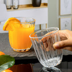 ALVENZA Glass Tumbler Set – Elegant Ribbed Design, 256 ml, 6 Pcs