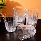 ALVENZA Glass Tumbler Set – Elegant Ribbed Design, 256 ml, 6 Pcs