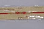 ALVENZA Pearl Beaded Rakhi – Traditional Red & Gold Elegance