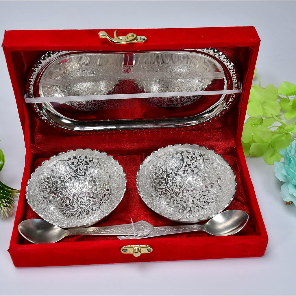 ALVENZA Silver Plated Bowl Set – Brass Serving Tray | Lunchie Bunchie