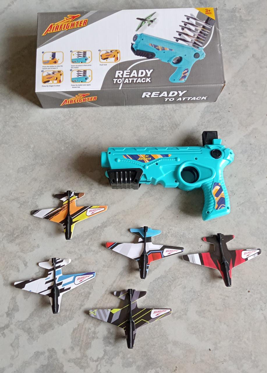 ALVENZA Airplane Launcher Toy – 5 Foam Planes & Gun | Play & Move