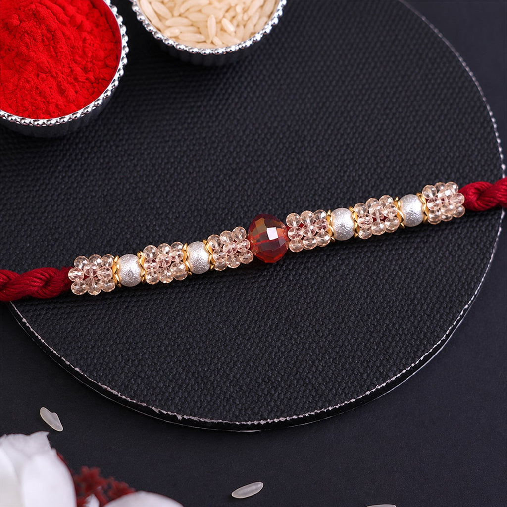 ALVENZA Graceful Pastel Bracelet Rakhi with Silver Centre and Delicate Raksha Bandhan Beauty