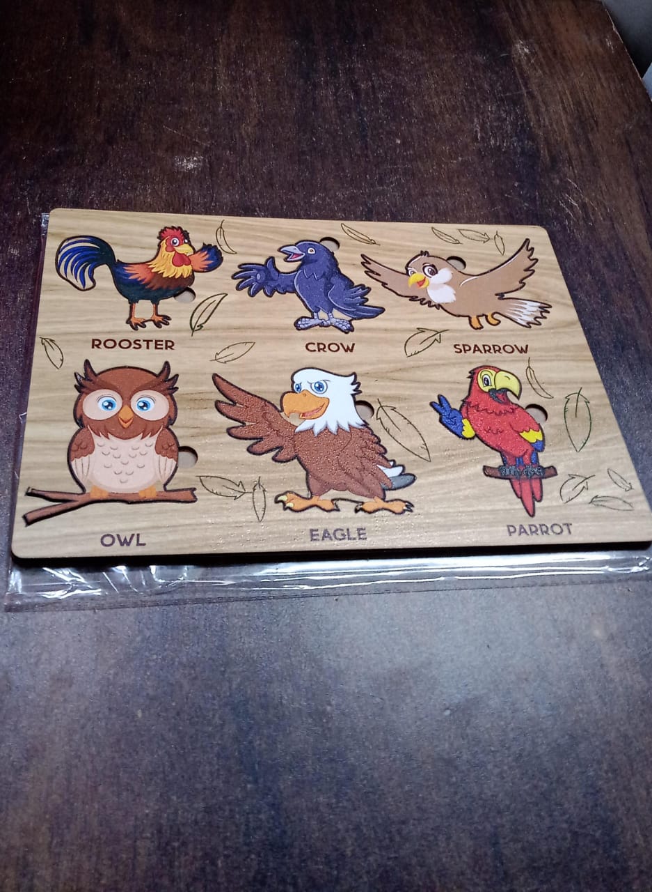 Wooden Bird Puzzle Educational Board for Kids | Inventive Play - Detail View 7