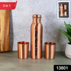 ALVENZA Copper Water Bottle with 2 Glasses – Stylish Leakproof Set