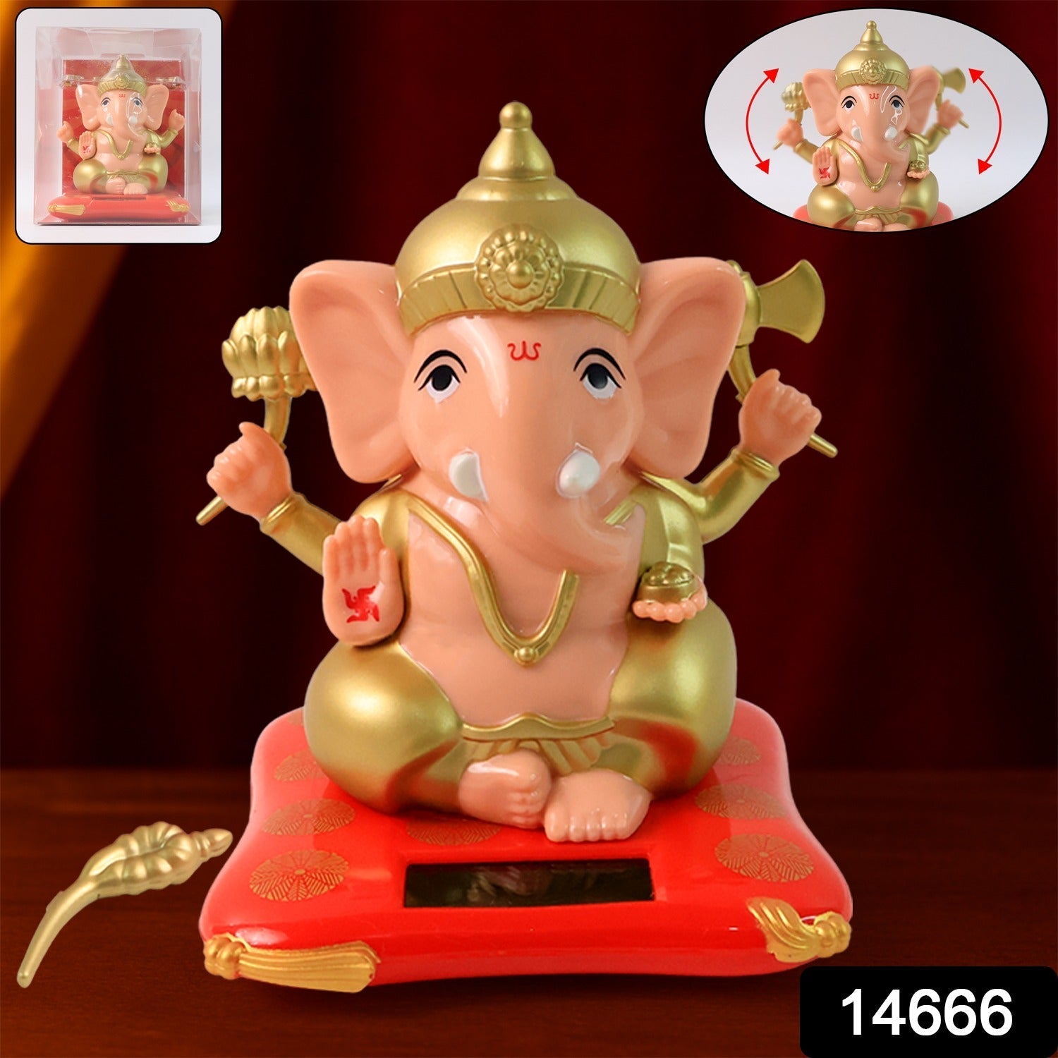 ALVENZA Solar-Powered Dancing Ganesha Idol – Eco-Friendly Spiritual Décor