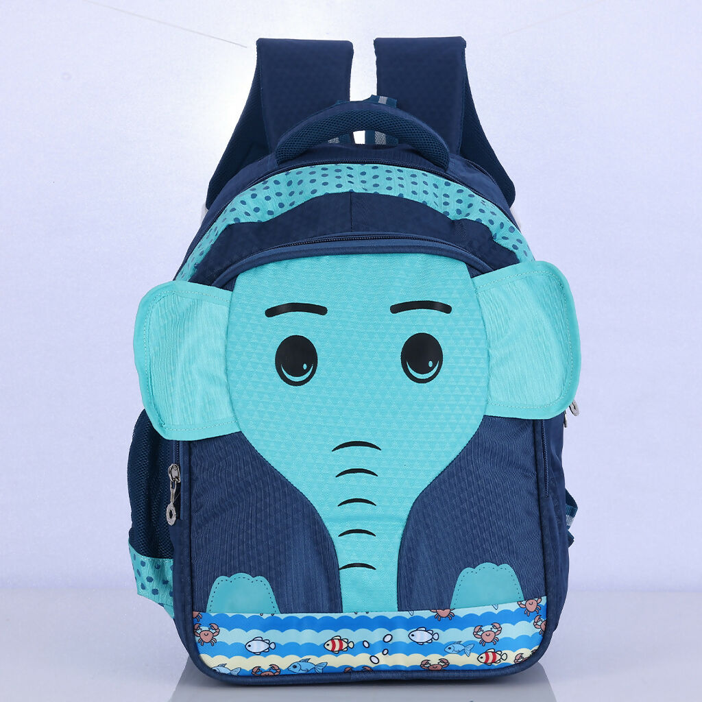 ALVENZA Kids Backpack – Cute Blue Elephant Design with Spacious Compartments