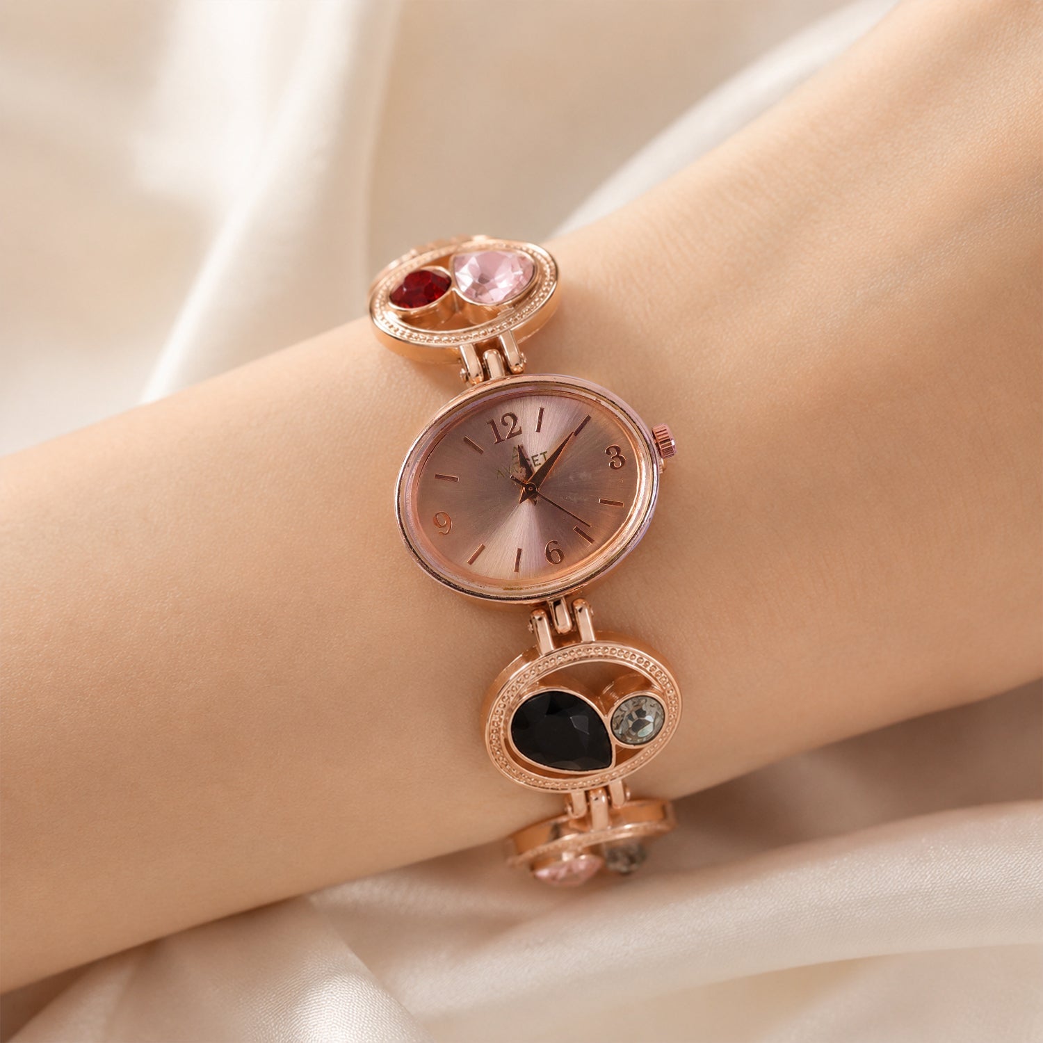 Rose Gold Bracelet Watch – Women's Analog with Crystal Stones