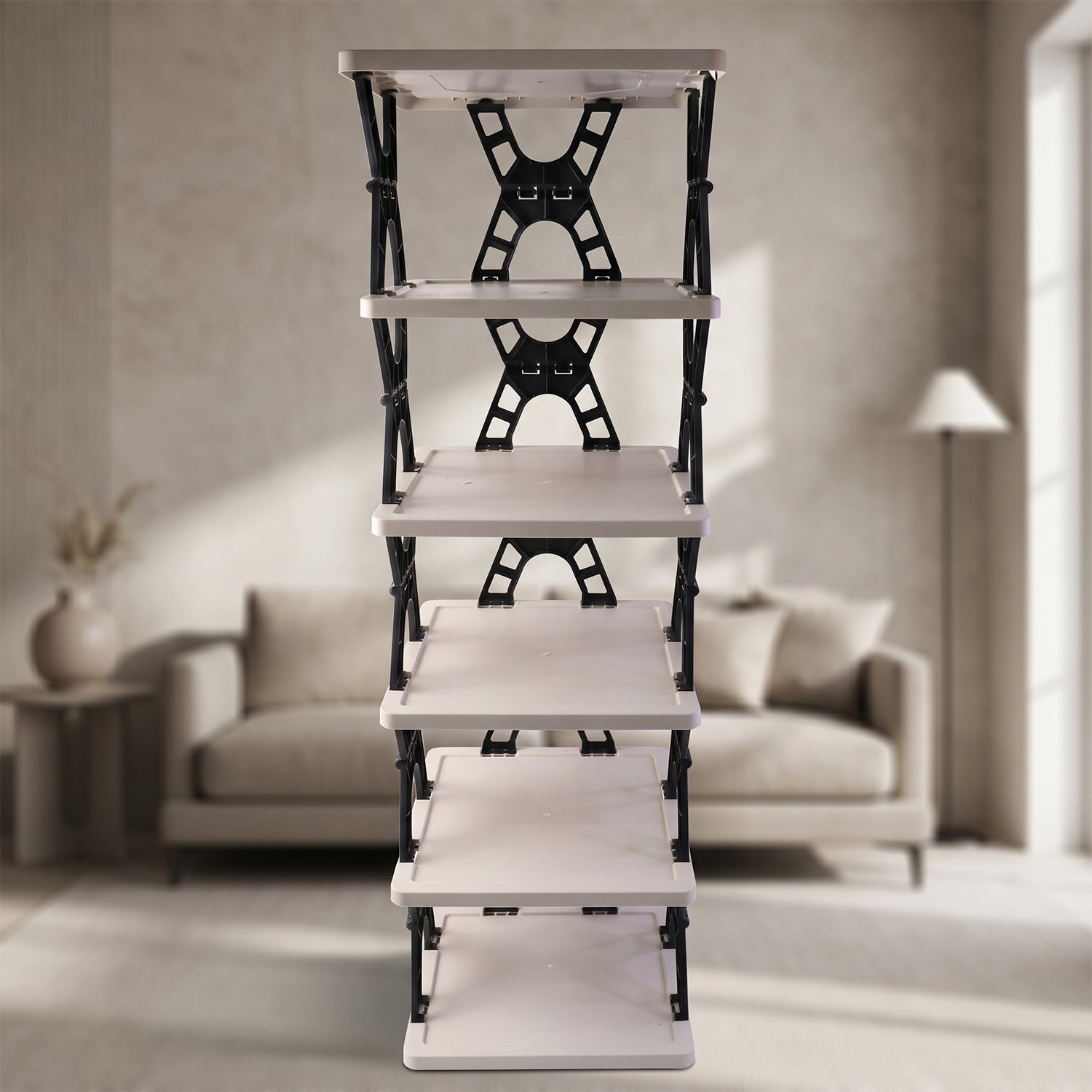ALVENZA Multipurpose Foldable 6 Layer Storage Rack – Space-Saving Home Organizer