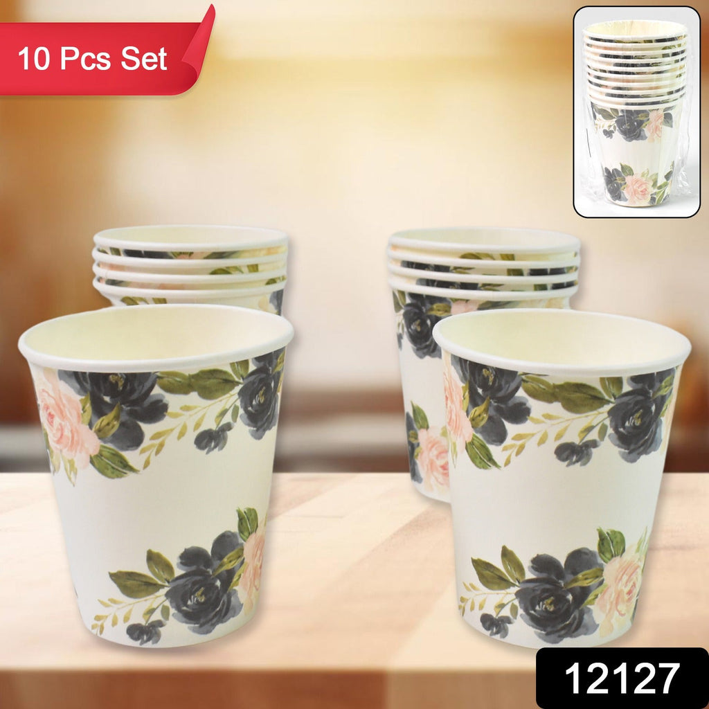 Disposable Paper Cups Mixed Design 10 Pcs Set | Papezo - Side View