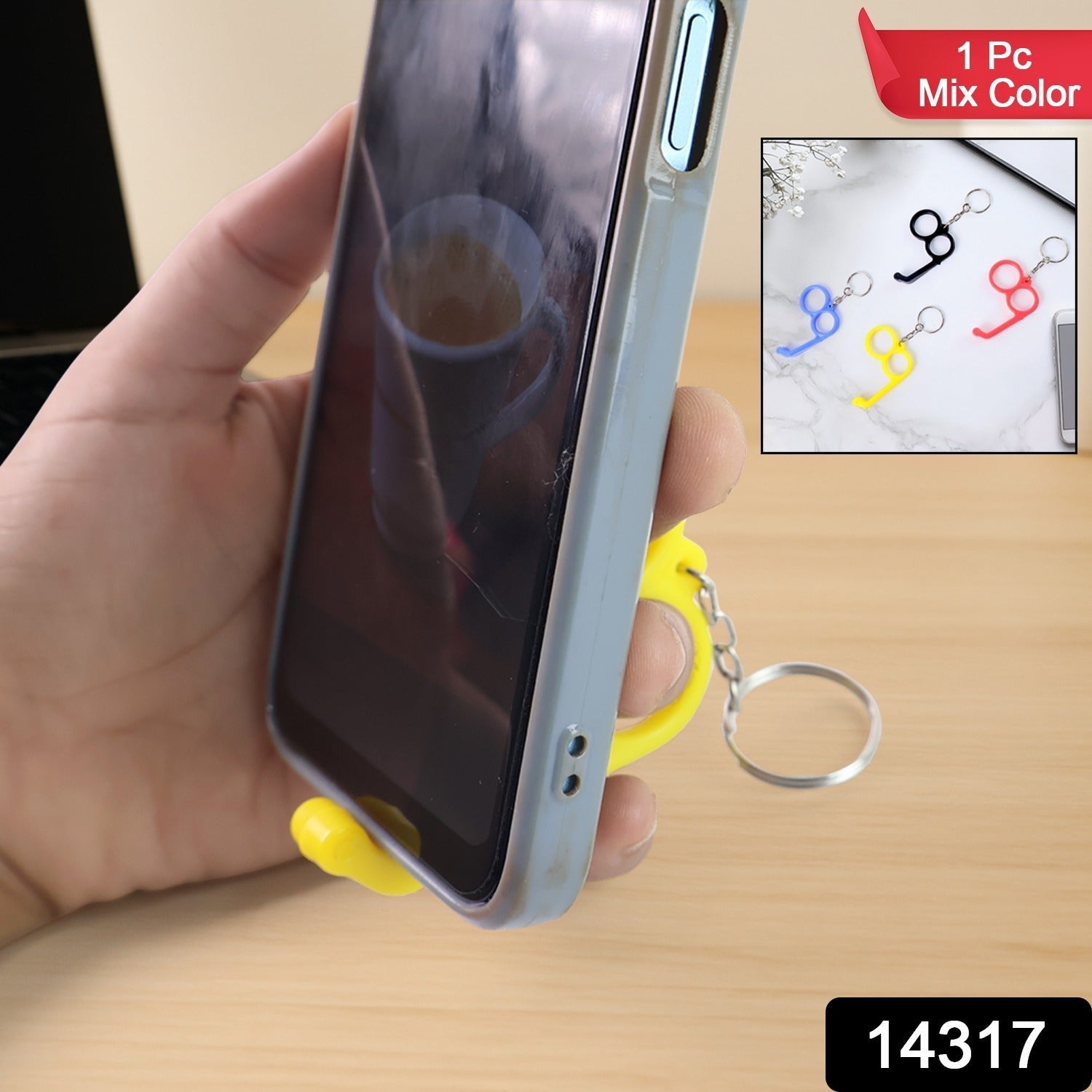 ALVENZA Dual-Finger Mobile Stand Keyring – Lightweight 2-in-1 Phone Holder