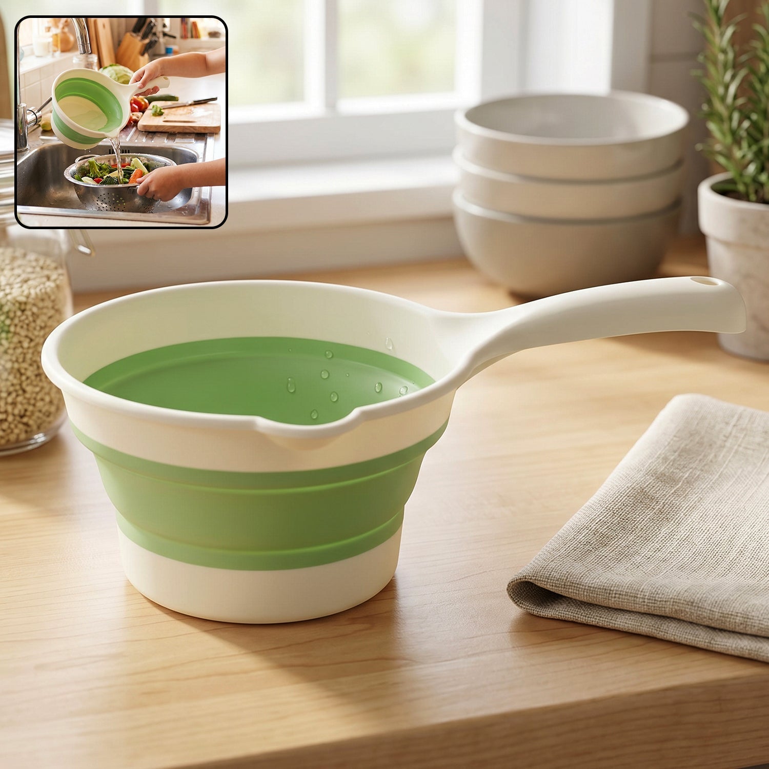 Foldable Water Dipper Space-Saving, Easy Pouring & Versatile - Front View
