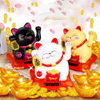 ALVENZA Waving Lucky Cat Statue – Solar Powered Wealth Decor | Styleva