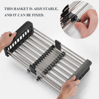 ALVENZA Expandable Dish Drainer – Stainless Steel Over Sink Rack | CookAura