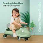 ALVENZA Kids Dinosaur Swing Car Ride On Toy with Music and Steering Wheel (1 Pc)