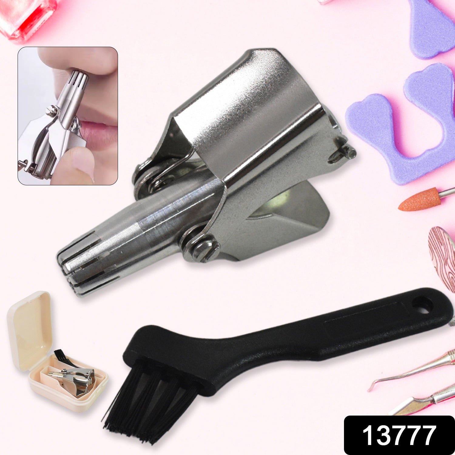 Nose Hair Clipper Stainless Steel Manual Trimmer | Calm & Curl - Side View