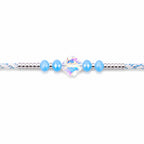 ALVENZA Blue Crystal Bead Rakhi with Round Stone Centre, Silver Highlights and Red Thread