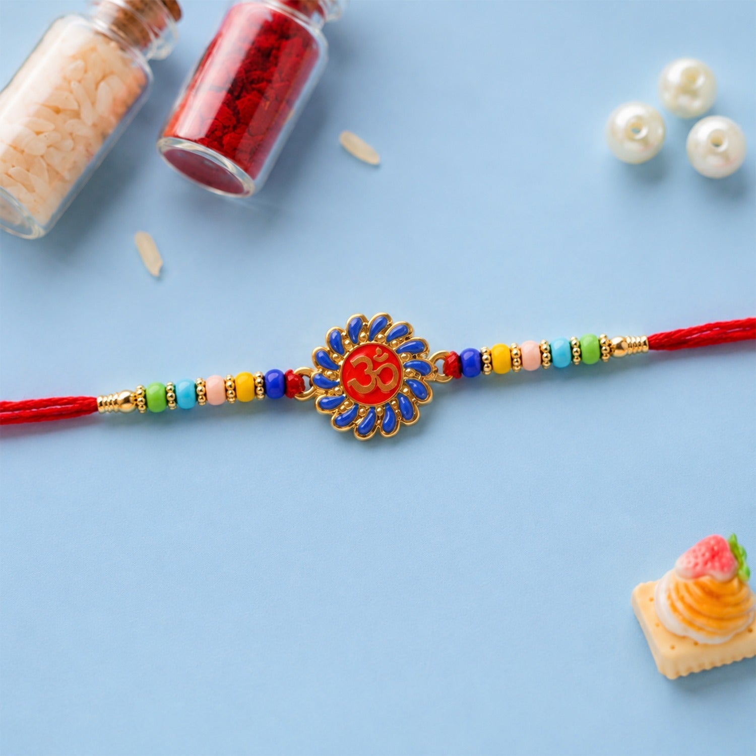 ALVENZA Om Rakhi – Multicolor Beads & Soft Thread for Brother