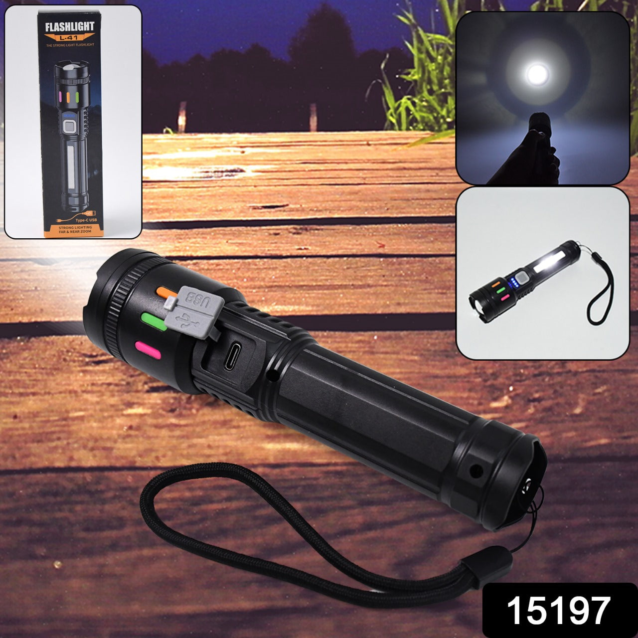 ALVENZA LED Flashlight USB Rechargeable – Zoom & 5 Lighting Modes