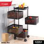 ALVENZA Metal Kitchen Trolley – 4 Layer Durable Storage Rack | Tidy Table