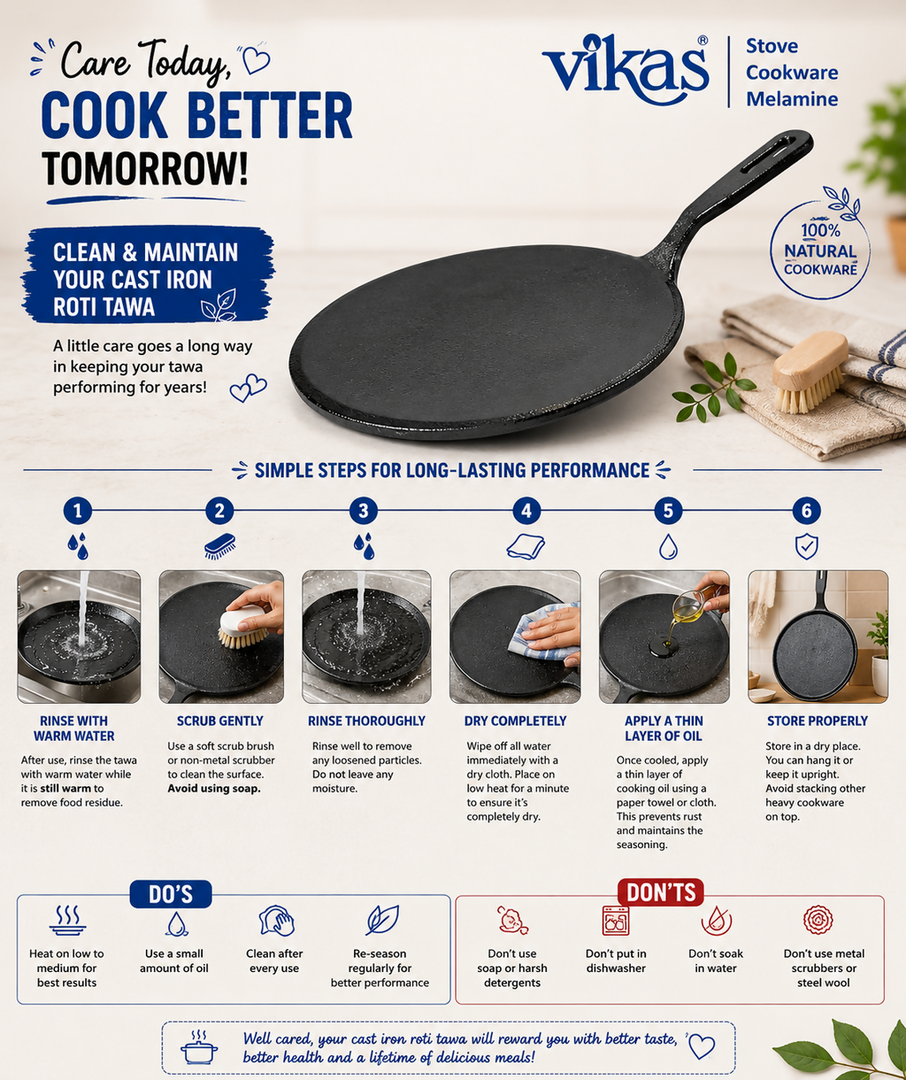 ALVENZA Cast Iron Roti Tawa – Even Heat & Durable for Perfect Rotis