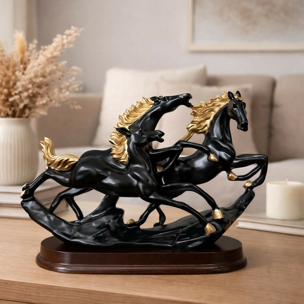 ALVENZA Running Horse Statue Showpiece for Home Decor Office Resin Sculpture (Color may vary 1 PC)