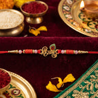 ALVENZA Krishna Naam Devnagari Peacock Feather Rakhi – Traditional Brother Gift