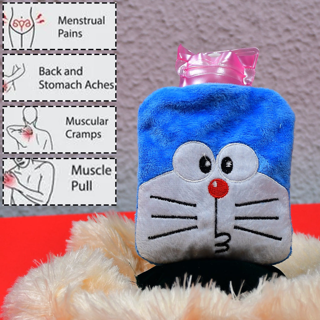 Doremon Hot Water Bag Soft Cover for Pain Relief | Velvet Wellness - Back View