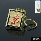 ALVENZA Om Trishul Keychain – Durable Golden Metal Accessory