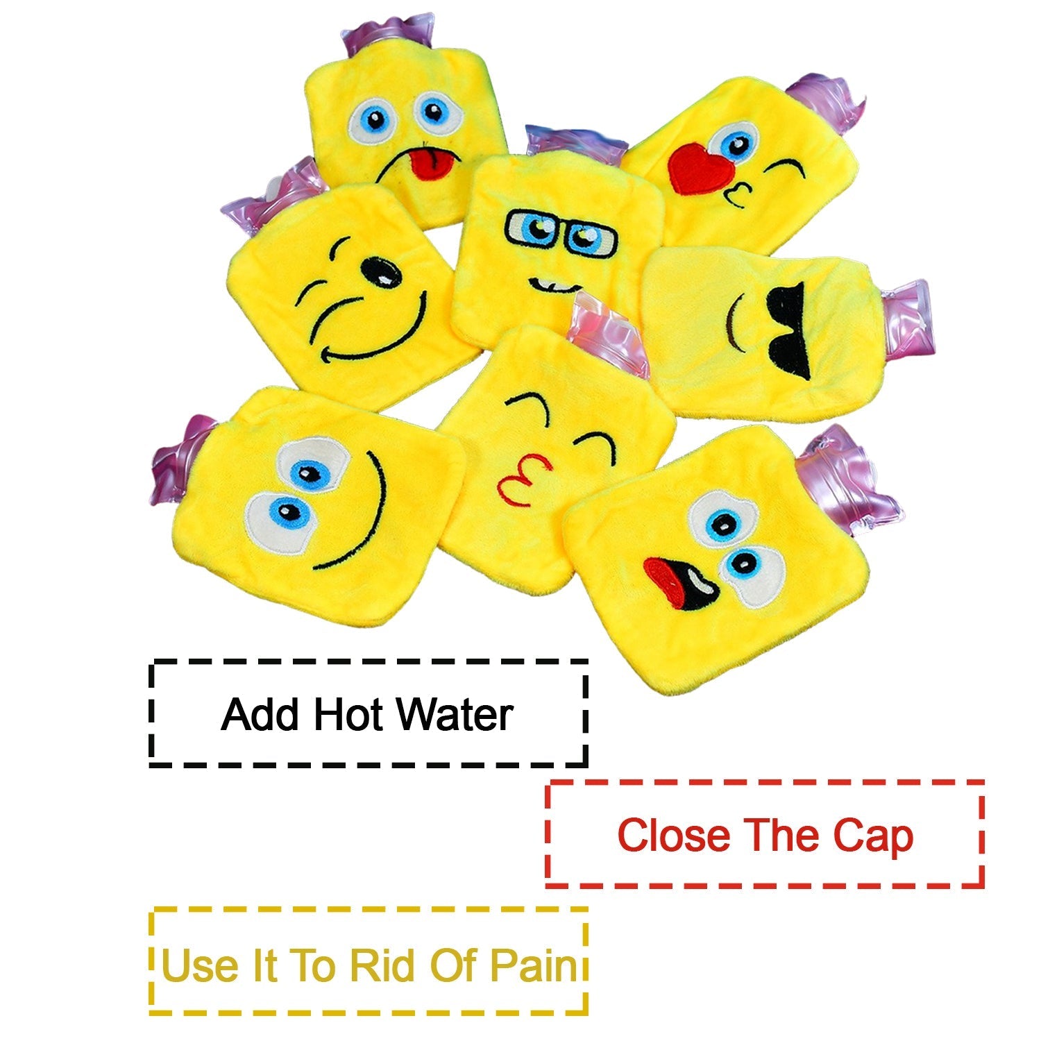 Mini Hot Water Bag Emoji Relief for Pain & Cramps | Velvet Wellness - Front View