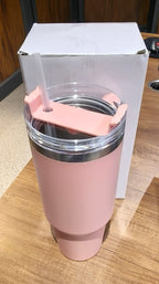 ALVENZA Insulated Travel Mug – 1200ML Peach Large Tumbler with Handle
