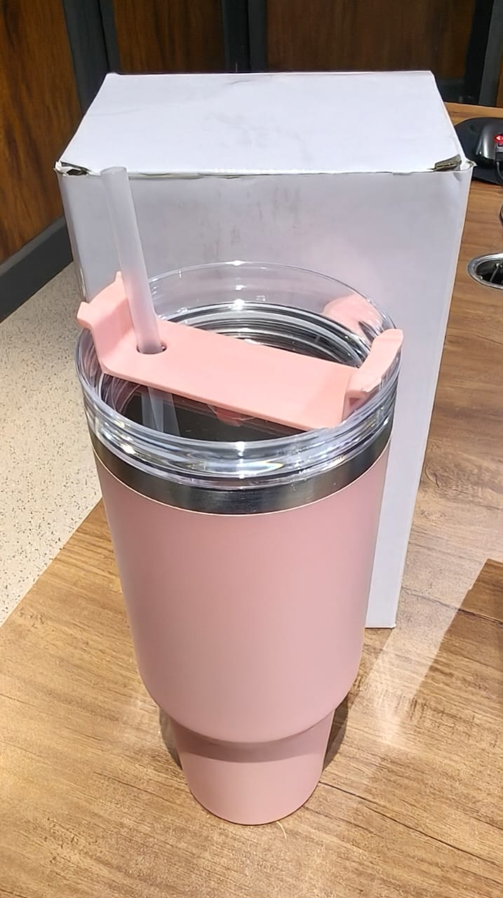 ALVENZA Insulated Travel Mug – 1200ML Peach Large Tumbler with Handle