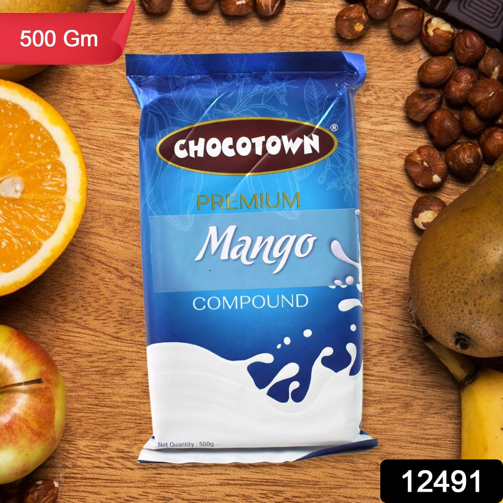 Mango Compound Chocolate Premium 500gm Slab | Chocotown - Front View