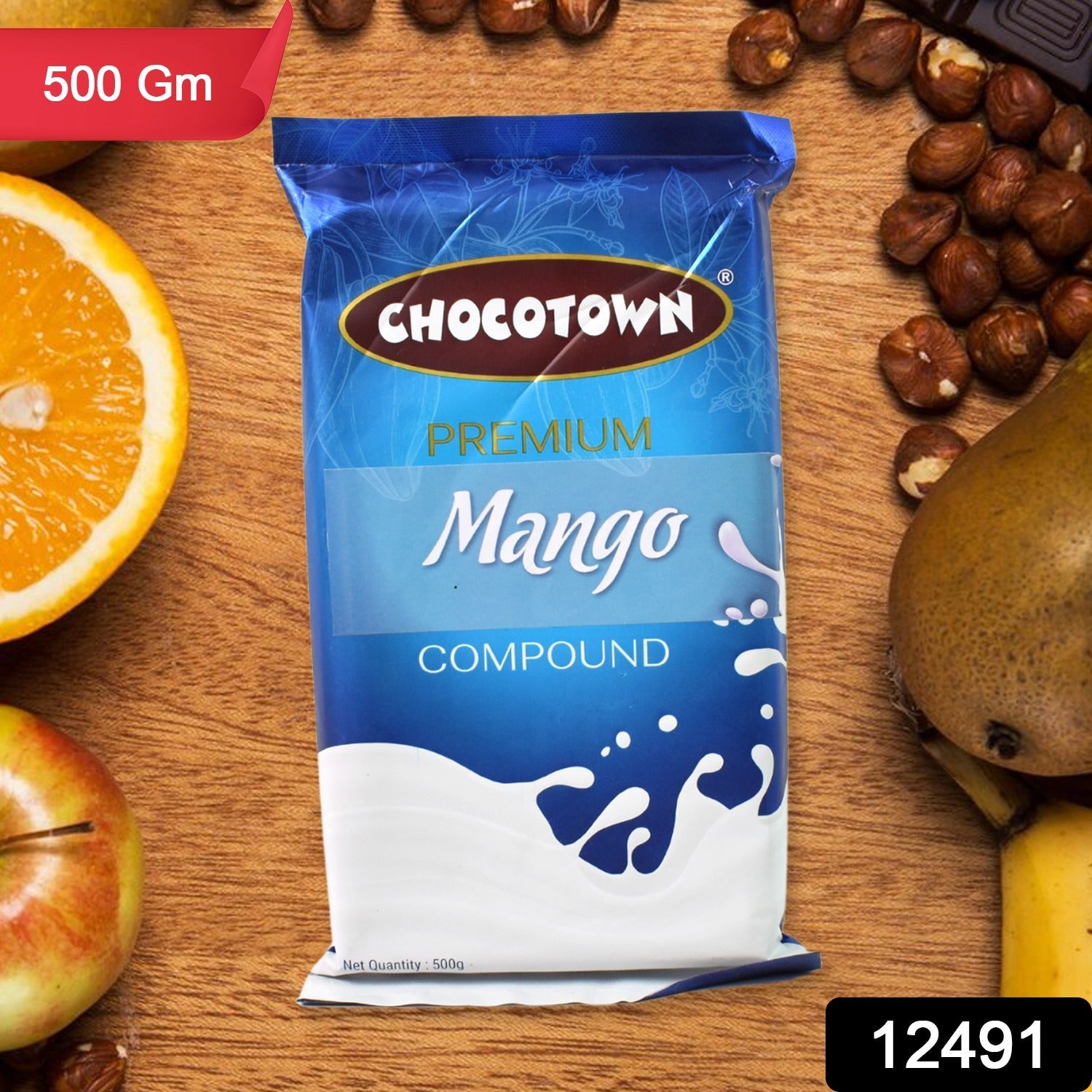 Mango Compound Chocolate Premium 500gm Slab | Chocotown - Front View