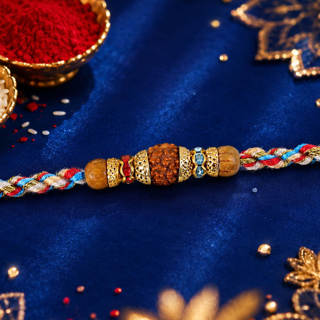 ALVENZA Graceful Pastel Pearl Rakhi with Fine Beads and Premium Raksha Bandhan Charm