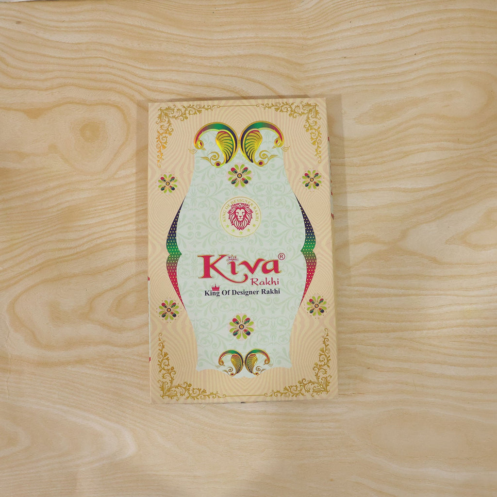 ALVENZA Multicolor Floral Chakra Rakhi with Pearl Beads, Roli Chawal Coin and Peacock Card Packing