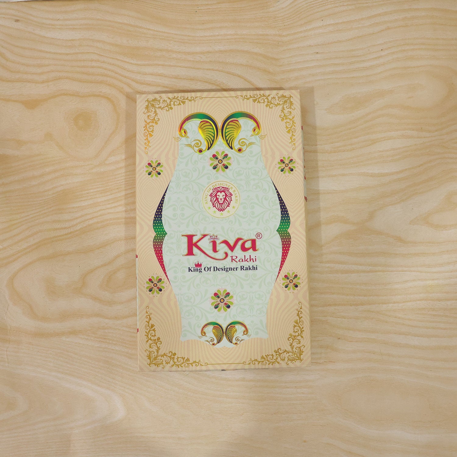 ALVENZA Multicolor Floral Chakra Rakhi with Pearl Beads, Roli Chawal Coin and Peacock Card Packing