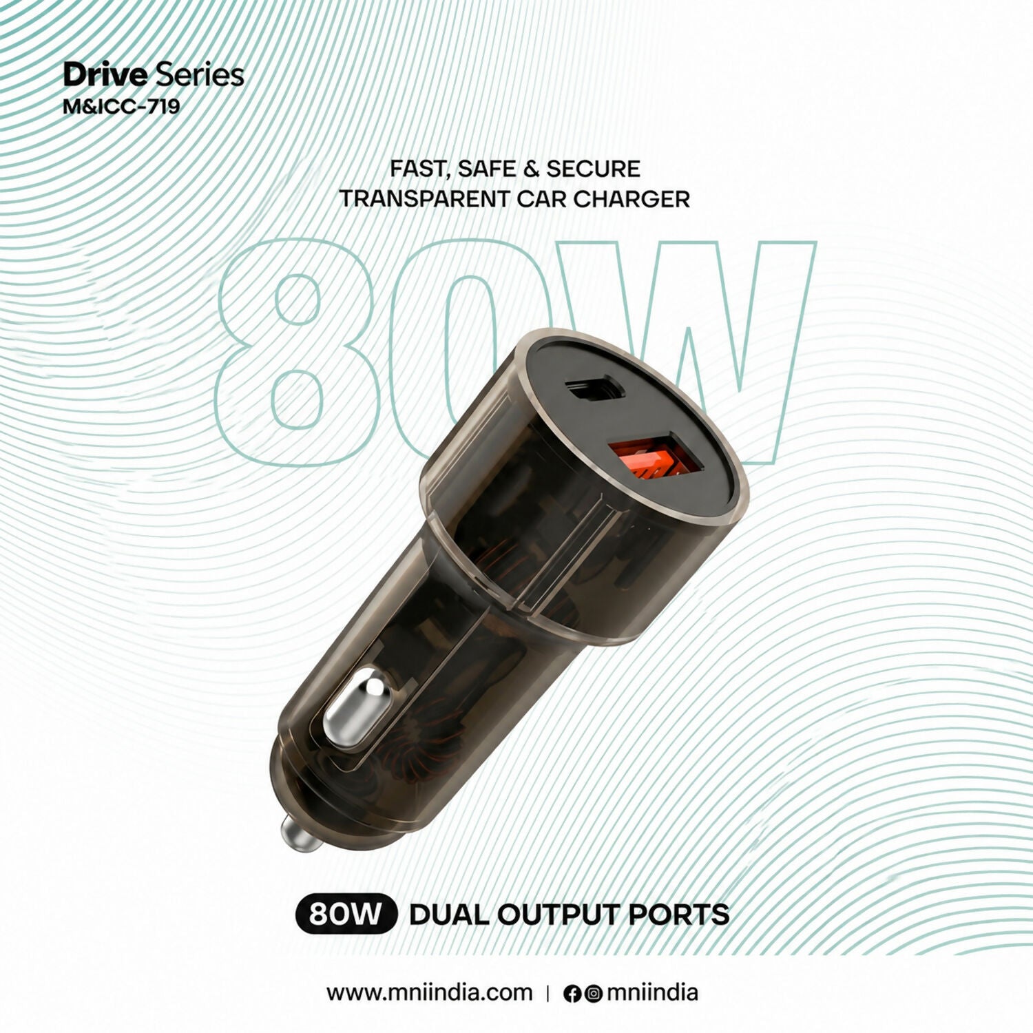ALVENZA 80W Car Charger – Rapid Dual Port Charging for Smartphones