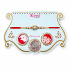 ALVENZA Blue Enamel Mandala Rakhi with Golden Star Detail, Roli Chawal Coin and Gift Box Packing